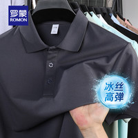 罗蒙(ROMON)凉感透气短袖t恤男2025夏季时尚休闲舒适上衣爸爸装T恤衫 5T497513深灰 (短袖POLO衫) M