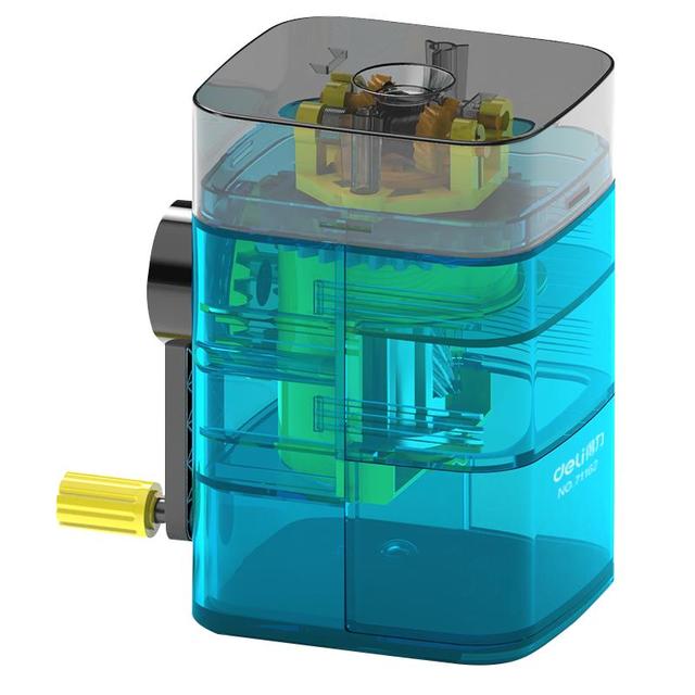 得力 71162 竖式进笔削笔刀 透明蓝