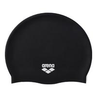 阿瑞娜（arena）硅胶泳帽纯色防水大号护耳高弹男女通用训练比赛游泳帽1200-BLK 加大/黑