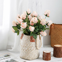 恰好时光 北欧手工海草编织花蓝草编花 家居客厅花篮装饰花器收纳篮编织筐