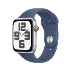 Apple Watch SE 2024款蜂窝版44mm银色铝金属丹宁色表带智能手表