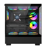 玩嘉 玄武PLUS 台式游戏电脑主机箱 海景房机箱玻璃侧透 ATX主板/长显卡/360水冷位/280水冷位 玄武PLUS黑色+6个无限镜风扇【大4D,彩光定色