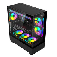 玩嘉 玄武PLUS 台式游戏电脑主机箱 海景房机箱玻璃侧透 ATX主板/长显卡/360水冷位/280水冷位 玄武PLUS黑色+6个棱镜4pro【5V3,PWM