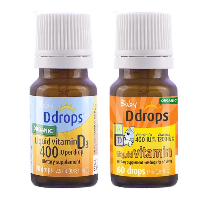 Ddrops 婴儿d3滴剂 婴儿ad滴剂婴幼儿童维生素vad3钙吸收0-1岁适用 婴儿ad+婴儿d3组合装