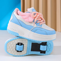 SEMBOSK暴走鞋儿童休闲鞋女童鞋四轮爆走鞋隐形溜冰鞋儿童运动鞋 020蓝色 40码