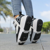 SEMBOSK暴走鞋儿童休闲鞋女童鞋四轮爆走鞋隐形溜冰鞋儿童运动鞋 9188黑色 32码