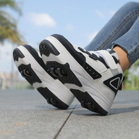 SEMBOSK暴走鞋儿童休闲鞋女童鞋四轮爆走鞋隐形溜冰鞋儿童运动鞋 9188黑色 34码