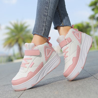 SEMBOSK暴走鞋儿童休闲鞋女童鞋四轮爆走鞋隐形溜冰鞋儿童运动鞋 9188粉色 34码