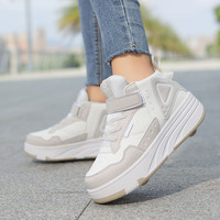 SEMBOSK暴走鞋儿童休闲鞋女童鞋四轮爆走鞋隐形溜冰鞋儿童运动鞋 9188卡其 32码