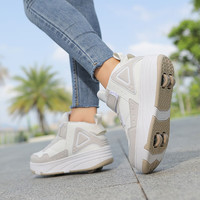 SEMBOSK暴走鞋儿童休闲鞋女童鞋四轮爆走鞋隐形溜冰鞋儿童运动鞋 9188卡其 38码