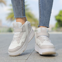 SEMBOSK暴走鞋儿童休闲鞋女童鞋四轮爆走鞋隐形溜冰鞋儿童运动鞋 9188卡其 33码