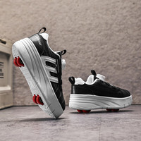 SEMBOSK暴走鞋儿童休闲鞋女童鞋四轮爆走鞋隐形溜冰鞋儿童运动鞋 398黑色 31码