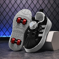 SEMBOSK暴走鞋儿童休闲鞋女童鞋四轮爆走鞋隐形溜冰鞋儿童运动鞋 398黑色 34码