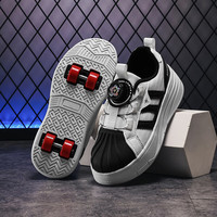 SEMBOSK暴走鞋儿童休闲鞋女童鞋四轮爆走鞋隐形溜冰鞋儿童运动鞋 398白色 38码