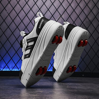 SEMBOSK暴走鞋儿童休闲鞋女童鞋四轮爆走鞋隐形溜冰鞋儿童运动鞋 398白色 39码