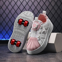 SEMBOSK暴走鞋儿童休闲鞋女童鞋四轮爆走鞋隐形溜冰鞋儿童运动鞋 398粉色 34码