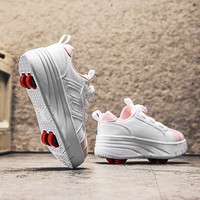 SEMBOSK暴走鞋儿童休闲鞋女童鞋四轮爆走鞋隐形溜冰鞋儿童运动鞋 398粉色 31码