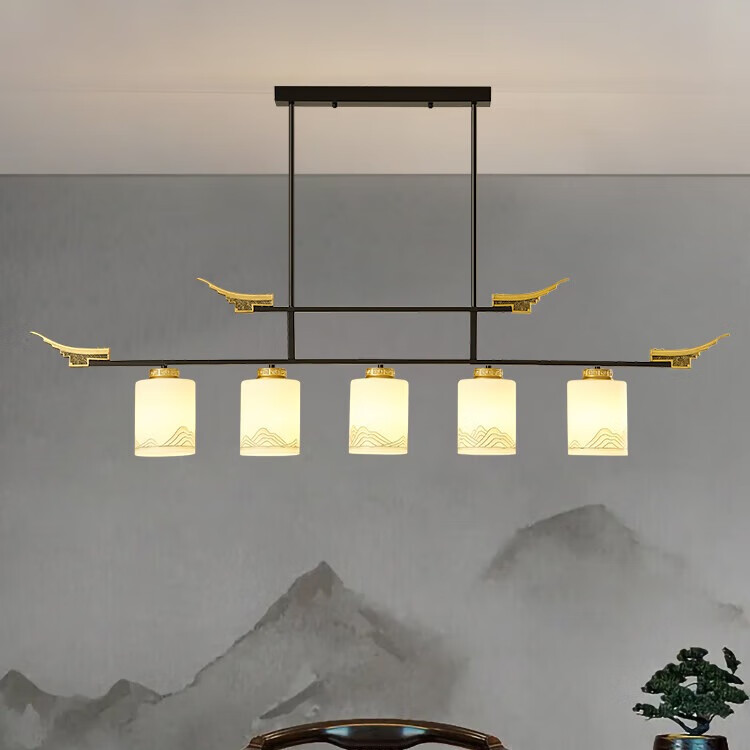 忆往昔 8082-5头-130cm 新中式长条吊灯