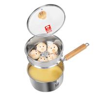 康巴赫（KBH）奶锅316不锈钢婴儿宝宝辅食锅小奶锅泡面锅炉灶通用带蒸屉18cm