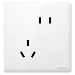 德力西 开关插座面板86型超薄亮面大板CD260白色斜五孔插座10A