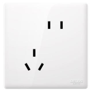德力西 开关插座面板86型超薄亮面大板CD260白色斜五孔插座10A