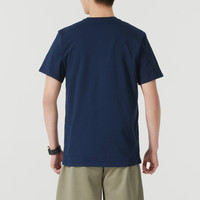 哥伦比亚短袖男士蓝色上衣夏季圆领纯棉半袖休闲户外运动T恤 180/100A/L