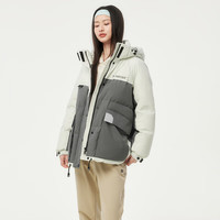 坦博尔羽绒服女2024年新款时尚拼接连帽撞色工装潮流运动羽绒服TB235560   165/88A