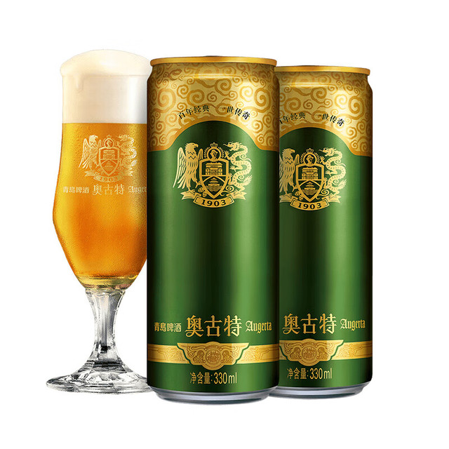 奥古特 啤酒青岛12度  330mL 24罐 整箱装