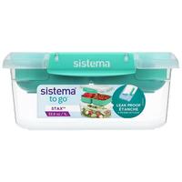 sistema三明治盒子饭盒水果保鲜盒零食盒点心便当盒儿童春游餐盒 双层带分隔保鲜盒1L蓝色