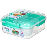 sistema三明治盒子饭盒水果保鲜盒零食盒点心便当盒儿童春游餐盒 便当盒1.25L透明款21685颜色