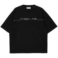 杰克·琼斯（JACK&JONES）男装舒适时尚纯棉简约百搭字母刺绣潮流宽松圆领短袖T恤225201210 S03黑色 L （180）