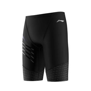 李宁（LI-NING）泳裤男五分及膝游泳裤专业抗氯耐磨速干大码男士泳装0021黑