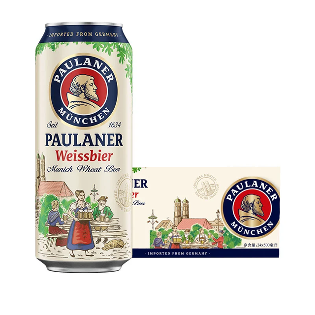 PAULANER 保拉纳 柏龙 经典小麦白啤 500ml*24听 德国进口 苏超 看球