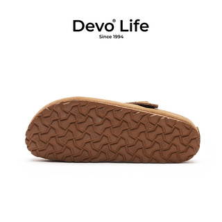 Devo/的的的的的沃 Devo Life       软木拖鞋包头半包半拖复古套脚凉拖外穿休闲女鞋23002