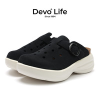 Devo/的的的的的沃 Devo Life       软木拖鞋女增高厚底高底坡跟休闲包头洞洞鞋22012 灰色 38