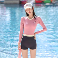 佑游泳衣女2025年遮肚显瘦长袖游泳馆训练运动连体游泳衣 蓝色 XL