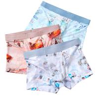 浪莎男士内裤男夏季冰丝印花薄款平角裤无痕速干透气吸汗男士裤头XL 超薄冰丝无痕-植物花卉3条装 XL /175