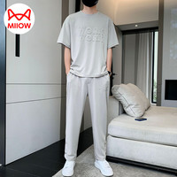 猫人（MiiOW）短袖t恤男士休闲套装男夏季时尚百搭长裤运动两件套