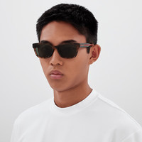 古驰（GUCCI）墨镜男士25商务织带系列方框板材GG1872SK复古遮阳太阳镜 003-亮玳瑁框灰片红绿腿