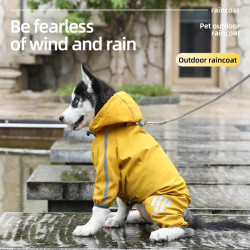噗扑实验室 PUR LAB PEITE PET可牵引狗狗四脚雨衣防水大中小型犬宠物雨天外出衣服 黄色 XL（适用9-12斤）