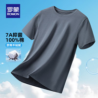 罗蒙（ROMON）凉感透气短袖t恤男2025夏季时尚休闲舒适上衣爸爸装T恤衫 7T141190暮兰 （短袖T恤） M