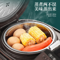 HUYO德国304不锈钢电饭煲蒸笼大容量电饭锅蒸屉蒸架馒头鸡蛋通用蒸格 加厚316L钢【大孔21cm】提手款+蒸垫