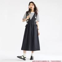 2025年夏季纯棉大V领收腰梭织松弛感薄款背心连衣裙女款