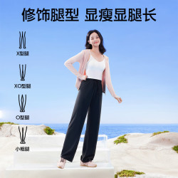 SIINSIIN 轻盈防晒裤阔腿裤夏季休闲凉感薄款时尚百搭运动直筒裤子2025 显瘦黑 均码