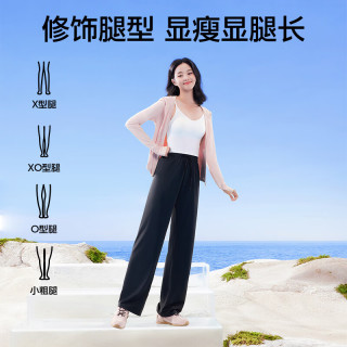 SIINSIIN 轻盈防晒裤阔腿裤夏季休闲凉感薄款时尚百搭运动直筒裤子2025 显瘦黑 均码