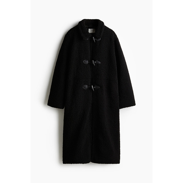 H&M 女装冬季泰迪绒长款大衣 1241734