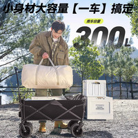 野徒者露营车户外推车野餐车儿童可躺露营装备折叠摆摊营地车小买菜车 黑巨无霸-16寸【飞机轮】 升级后开门款