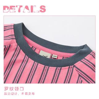 李 Lee条纹男童短袖女童夏装薄款纯棉亲肤宽松露营中大儿童短袖T恤上衣
