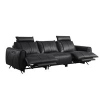  顾家家居 KUKA  智惠系列 90.YG.6688 意式真皮沙发 三人位双电动带智能右 魅影黑