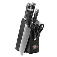 十八子作 刀具套装厨房剪刀切菜刀水果刀砍骨刀切片肉 阳江十八子菜刀套装 纯黑色【悦影套刀S2325】 6件套